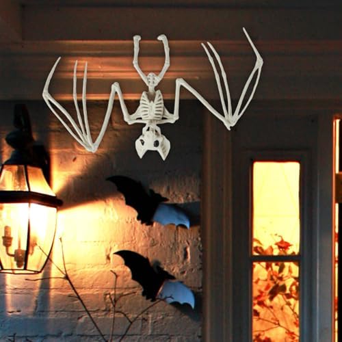 Halloween Animal Skeleton Decor Halloween Decorative Horrible Cow Bat Spider Rat Bones for Decoration (2, bat)