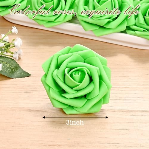 BLEUM CADE 36Pcs Artificial Flowers Fake Foam Roses with Stems for Wedding