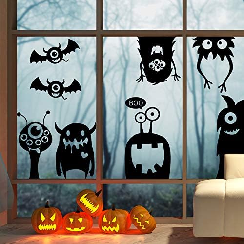 CCINEE 10PCS Giant Halloween Window Clings Novelty Cute Wiggly Monster Window Decal Stickers for Halloween Decoration Supply
