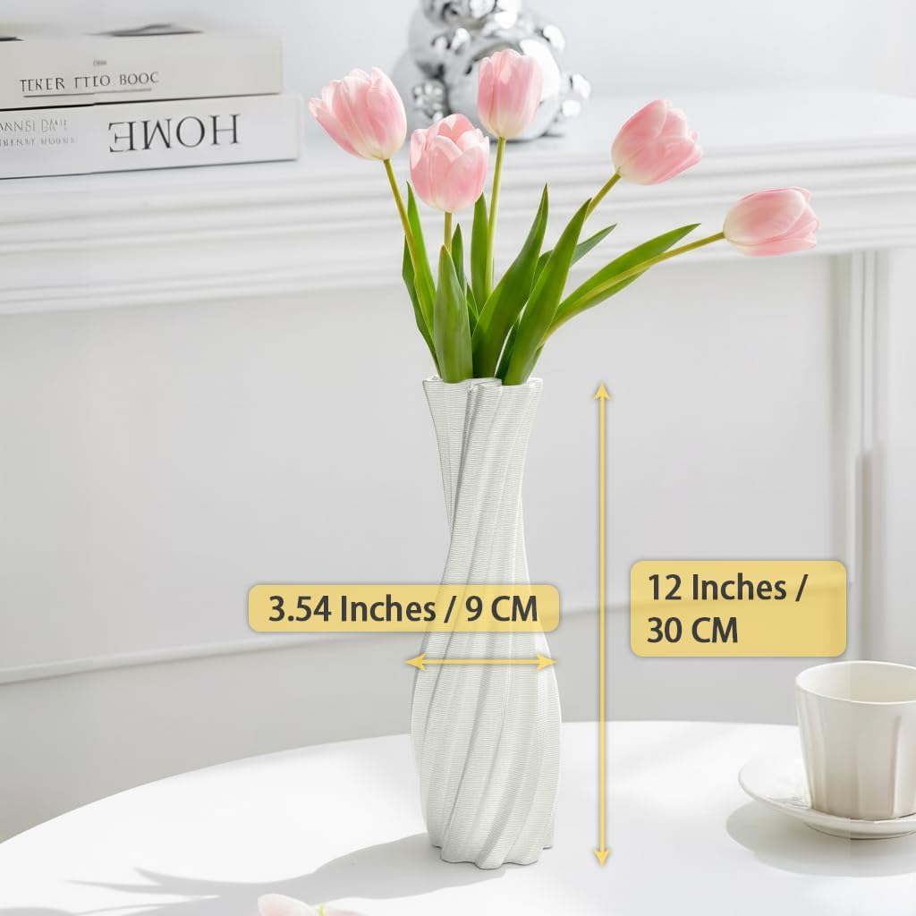 White Ceramic Decorative Vase / White-a, 12 Inch