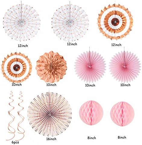Rose-Gold Pink-White Graduation Party-Decorations - 33pcs Banner,Streamers Tassel Garland,Tissue Pom Poms Honeycomb,Paper Lantern Fan,Birthday Wedding Bridal Baby Shower Bachelorette Engagement Hugtmr