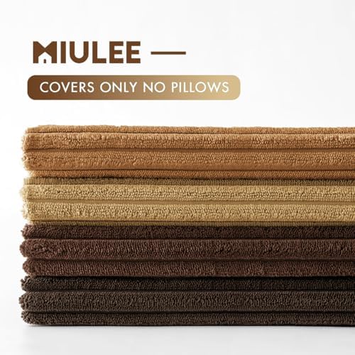 MIULEE Fall Corduroy Decorative Throw Pillow Covers Camel Brown 18x18