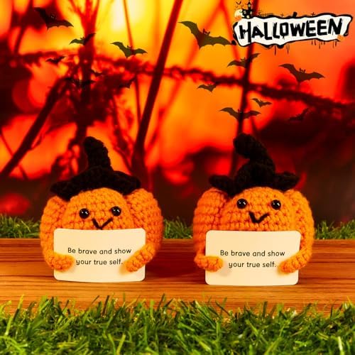 DUQGUHO Halloween Small Decor Bulk Emotional Postive Support Crochet Cute Stuff Pumpkin Gifts 1PC