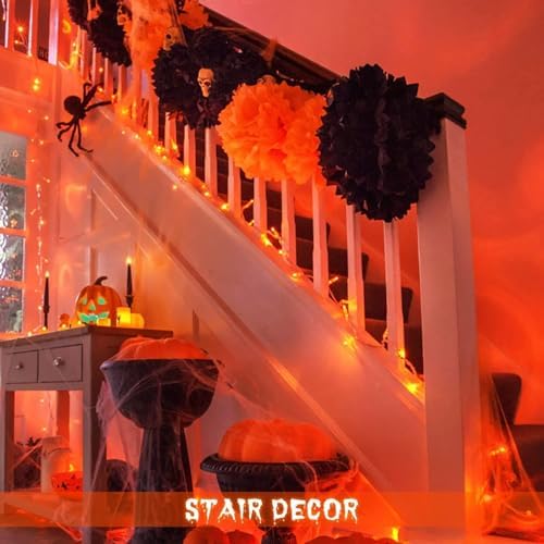 JMEXSUSS 2 Pack Orange Halloween Lights Indoor, Total 200 LED 66FT