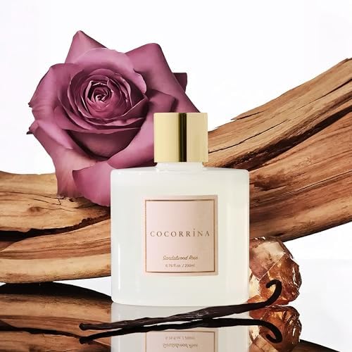 Cocorrína Premium Reed Diffuser Set with Preserved Baby's Breath & Cotton Stick Sandalwood Rose | 6.7oz Scent Fragrance