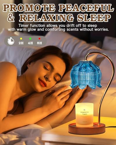 Funistree Flower Candle Warmer Lamp with Timer, Dimmable Candle Lamp Warmer, Christmas Birthday Gifts for Women Mom