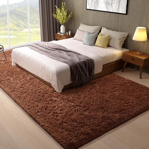 Ophanie 8x10 Brown Area Rugs for Living Room,Large Shag Bedroom Carpet,Big Indoor Thick Soft Shaggy Nursery Rug,Fluffy