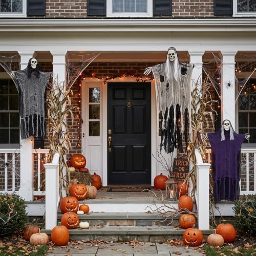 3PCS Scary Hanging Ghosts,Halloween Grim Reaper Skeleton Halloween Decor.