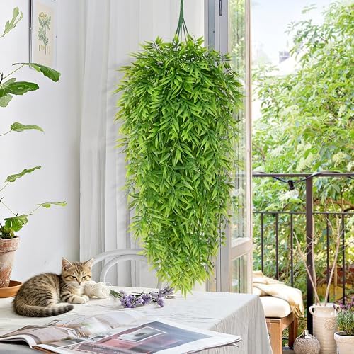 Waipfaru 4Pcs Artificial Hanging Plants, Fake Willow Leaves Vines