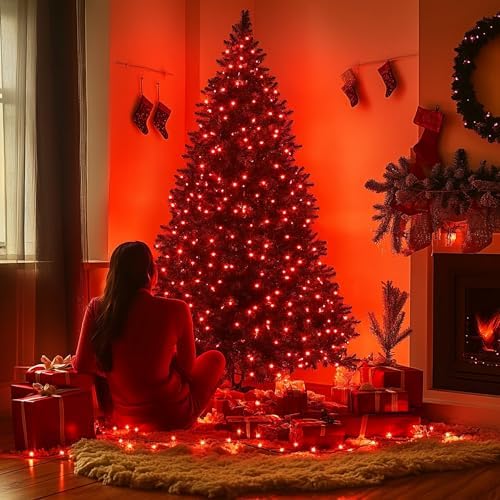 Joomer Solar Christmas Lights Outdoor,2PACK Total 144FT 400LED, Red