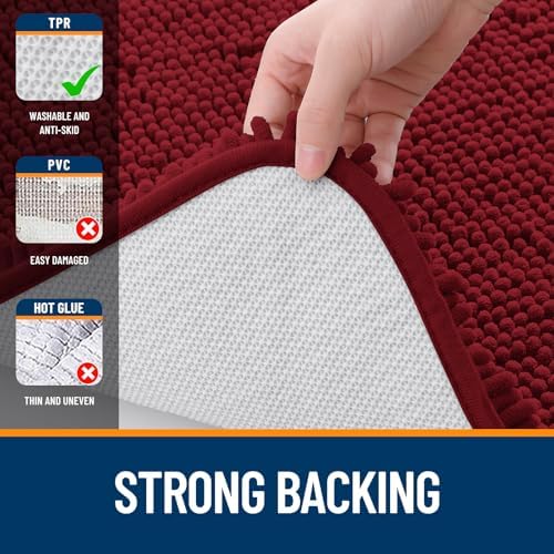 OLANLY Bathroom Runner Rugs 47x24, Extra Soft Absorbent Chenille Bath Rugs
