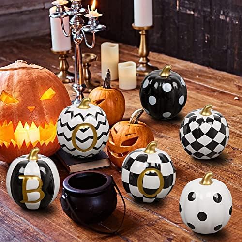 DAZONGE Set of 6 Ceramic Halloween Pumpkins Halloween Decorations Indoor