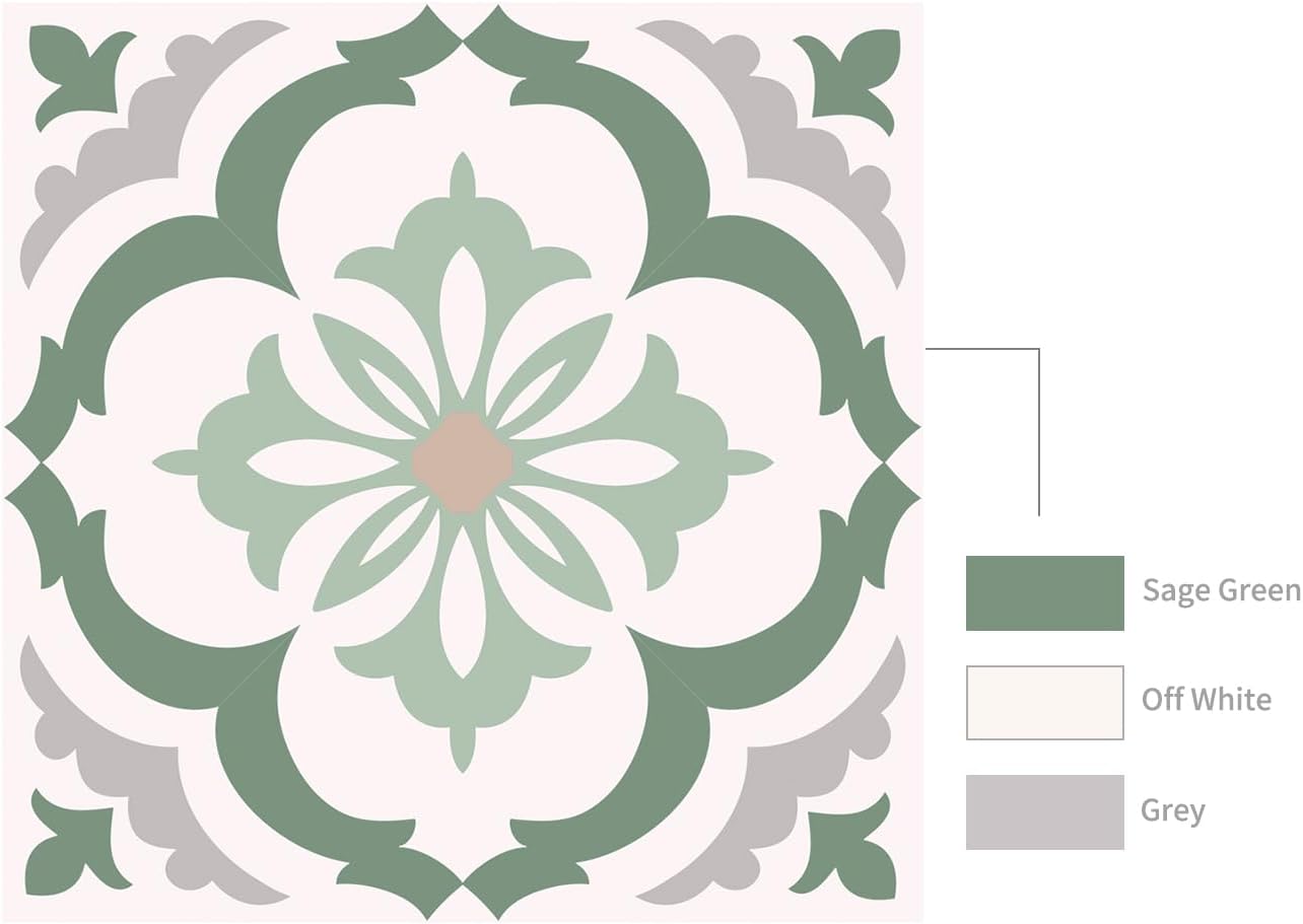 / cm Peel and Stick Vinyl Wall Tile Sticker / Fern Green / 6inch/15cmx25pcs / 6 x 6 / Set of 25