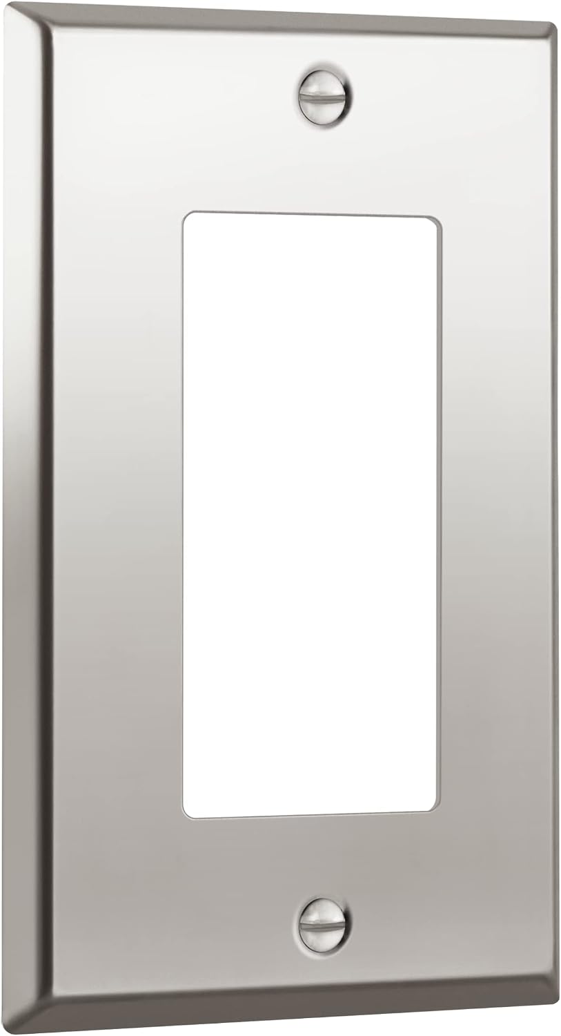 ENERLITES Decorator Switch or Outlet Metal Wall Plate, Stainless Steel 201, Corrosion Resistant, Size 1-Gang 4.50" x