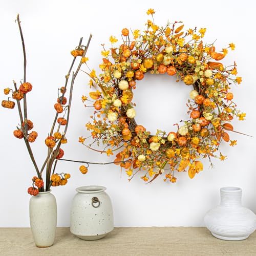 22 Inches Fall Wreath Fall Wreaths for Front Door Autumn Wreath