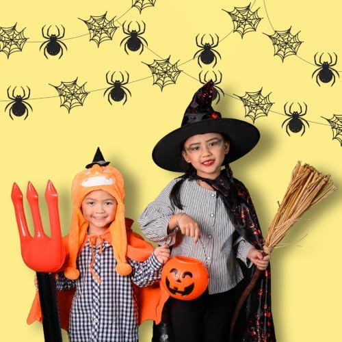 Xinnun 8 Pcs Halloween Party Decorations Spider Web Garlands Banners