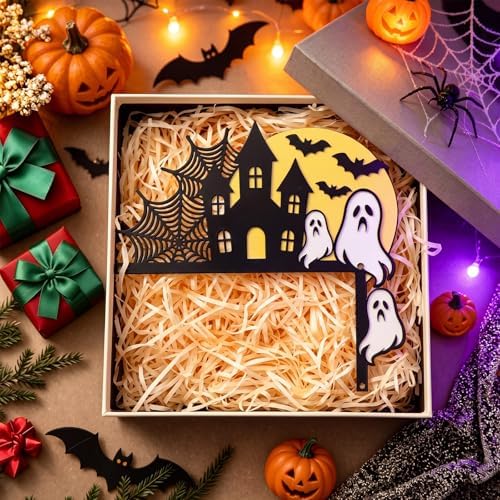 MorningRo 4 Pcs Halloween Themed Door Frame Topper Haunted House Wall Art