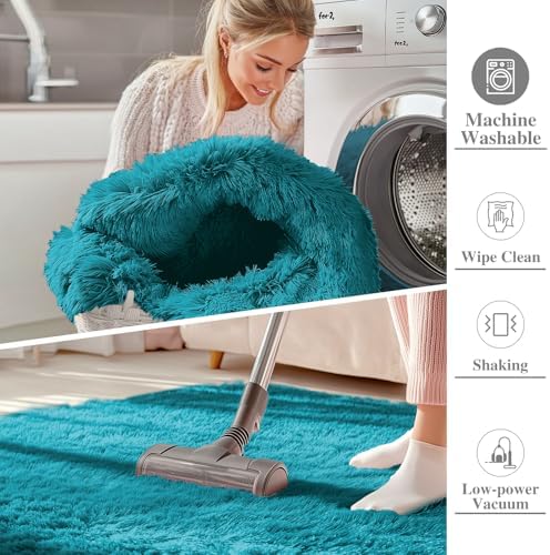 OLANLY Area Rugs for Living Room Bedroom, Machine Washable 4x5.9 ft Soft Fluffy Shaggy Bedside Rug, Indoor Floor Carpet