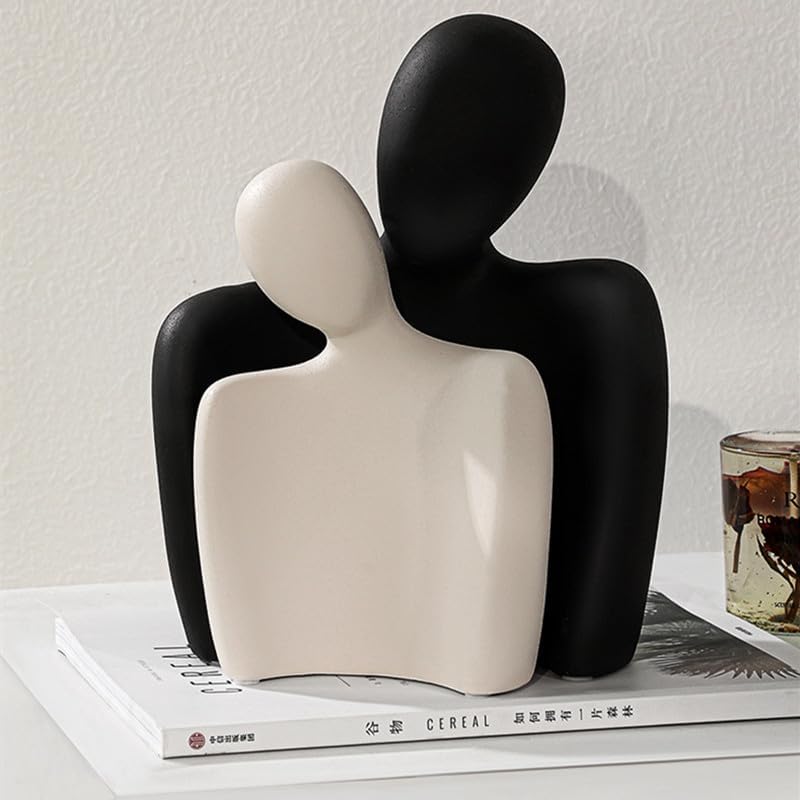Ceramic Couple Statues / Black White