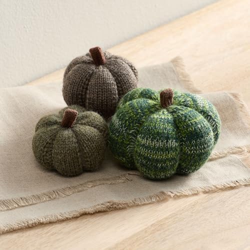 Set of 3 Cozy Mini Knit Pumpkins (Juniper Multi-Size Set)