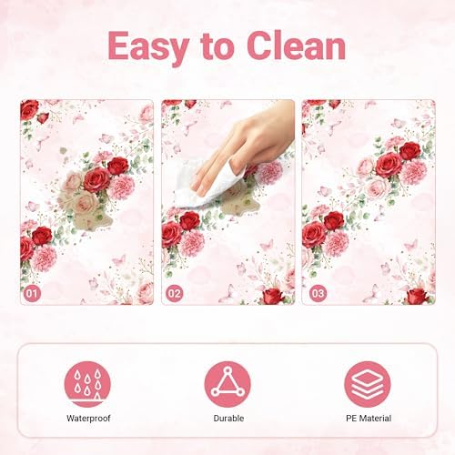 Childom 3 Pack Pink Tablecloth,Floral Tablecloth,54" x 108" Disposable Plastic Table Cloth for Rectangle,Pink Table Cover for Birthday Decorations,Party Supplies,Butterfly Decorations