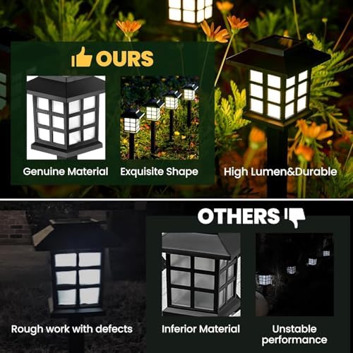 GIGALUMI Solar Lights Outdoor Waterproof 10 Pack, LED Garden Decor