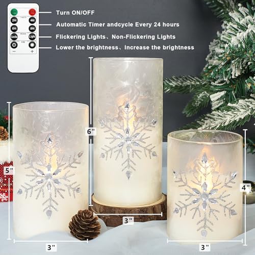 Crystal Club Christmas Flameless Candles, Battery Powered LED Candles