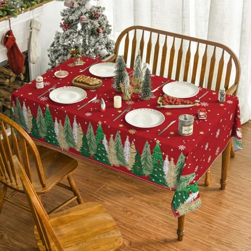 Horaldaily Christmas Tablecloth 60 x 84 Inch Rectangular Christmas Trees