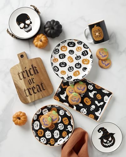 Oneida Vintro Halloween 4-Piece Accent Plates, Appetizer Plate Set for 4