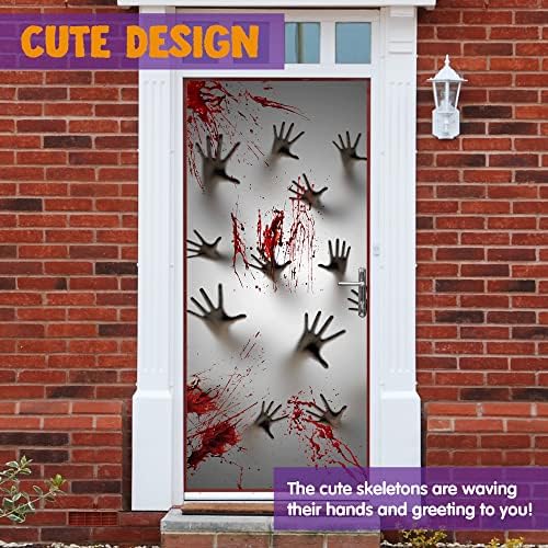 JOYIN 3 Pcs 30”x72” Door Covers Halloween Decorations Indoor, Haunted House Stickers Party Supplies Favors Home Decor Garage Window Wall Zombie Hands