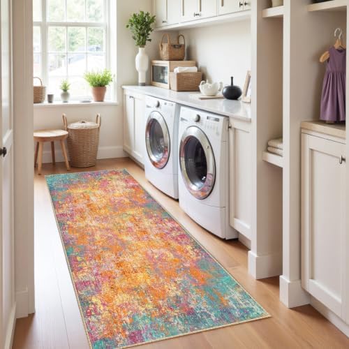 RELEANY Washable Runner 2'x8' Abstract Area Rug for Hallway Starlight