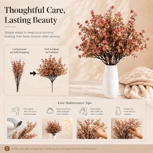 Mandy's 6 Bundles Artificial Beige Brown Baby’s Breath Flowers