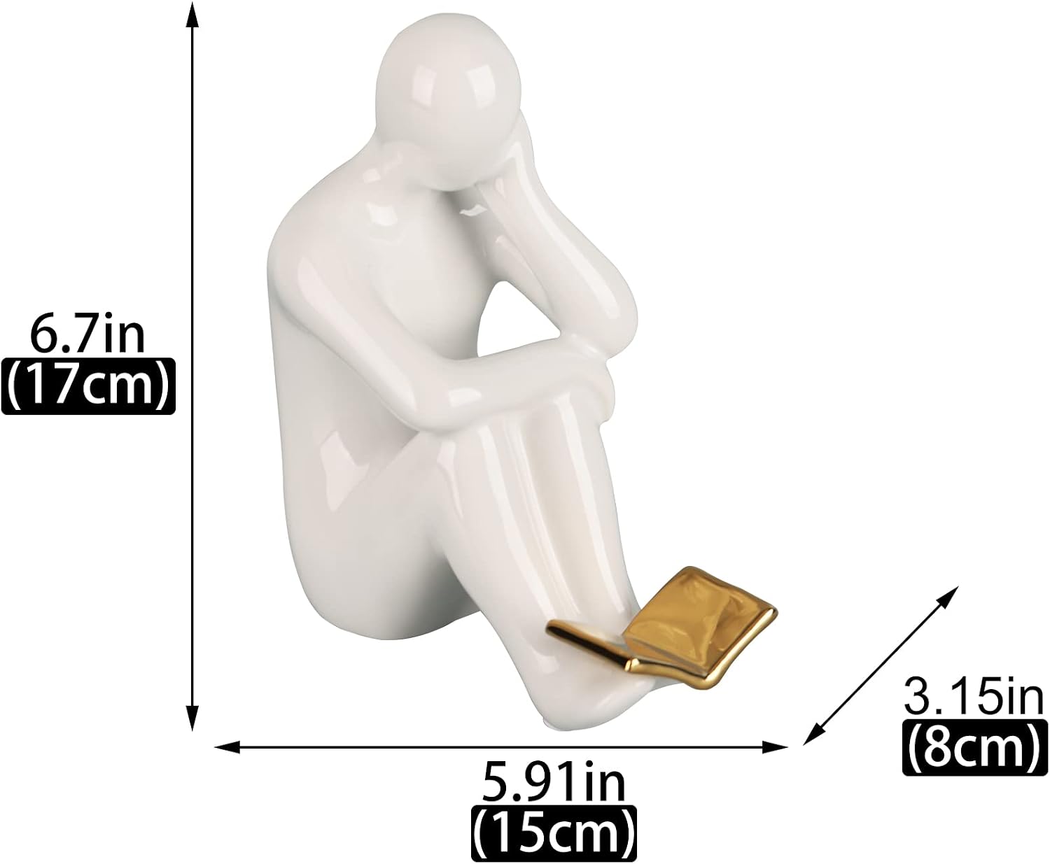 Elegant Ceramic Bookends / Gold Book