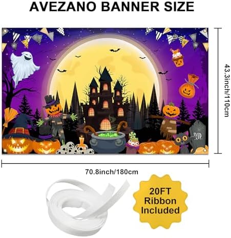 Halloween Banner 6 x 3.6 ft Happy Halloween Backdrop Trick or Treat