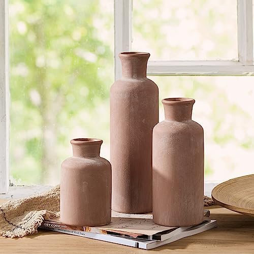 Ceramic Rustic Farmhouse Vase / Terracotta / Set of 3