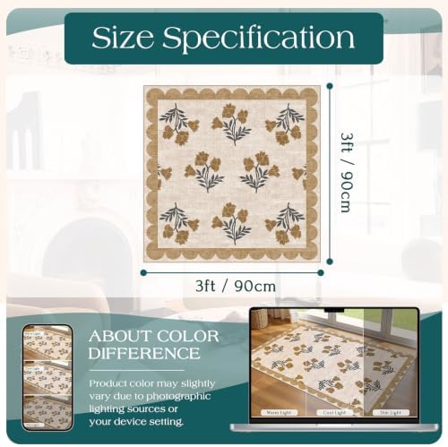 3x3 Square Entryway Rug - Front Door Mat Indoor Outside Entrance