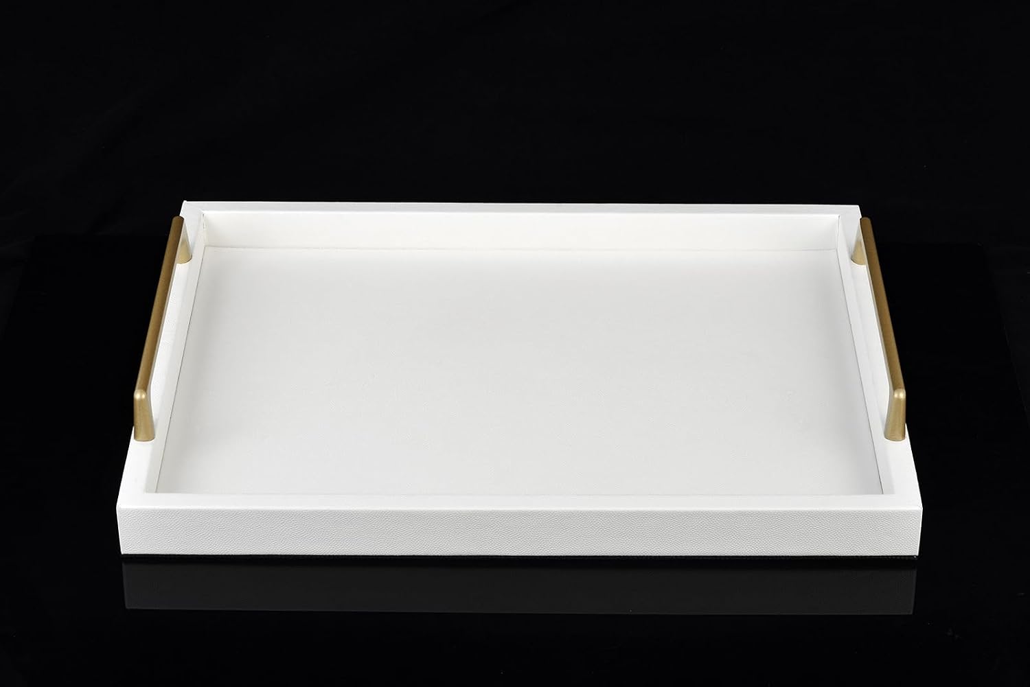Wooden Leather Serving Tray / White