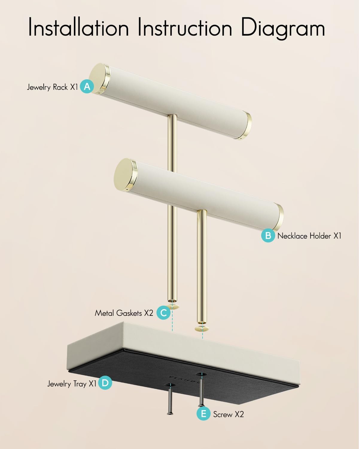 Tray / Jewelry Holder Display / Cloud White / 2 Tier
