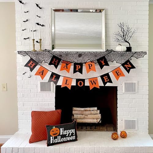 Halloween Table Runner Black Lace Spiderweb Table Runners 2 Packs 18x72inch