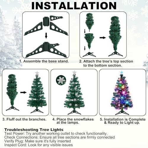 Prsildan 3 FT Fiber Optic Christmas Tree with Lights Artificial Xmas Trees
