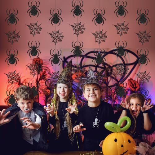 Xinnun 8 Pcs Halloween Party Decorations Spider Web Garlands Banners