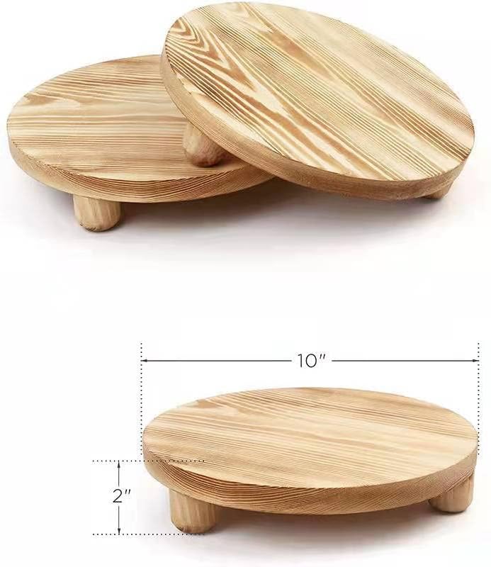 Round Wooden Tray / Round - Natural / Set of 2