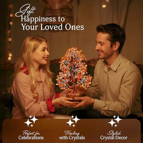 YATSKIA Carnelian Crystal Tree | Crystal Gem Tree | Gemstones and Crystals | Gemstones and Crystals | Desk Decor for