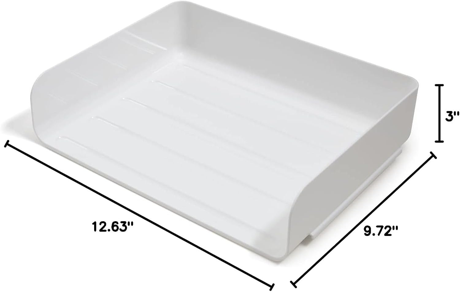 TRU RED Side-Load Stackable Letter Tray, Plastic, White, 12/Carton | High-volume desktop organizer for paper and