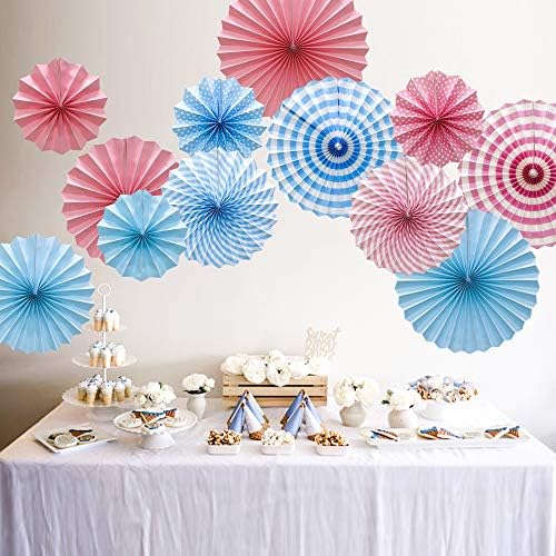 6-Pack Blue Hanging Paper Fans, Party and Wall Decor