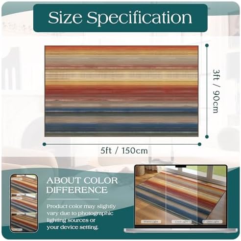 3x5 Ombre Entry Rug - Washable Indoor Outdoor Mats for Front Door
