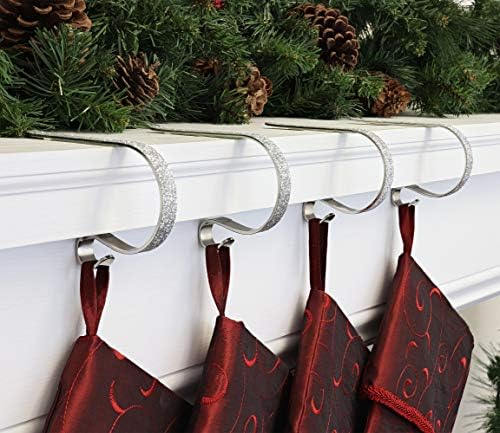 Haute Decor The Original MantleClip® Stocking Holder 4 Pack - Hang Christmas Stockings Safely and Securely from Mantels Up to 3 Inches Thick