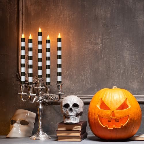 Honoson 6 Pcs Halloween Flameless Taper Candles 10.6 Inch Table Home Decor