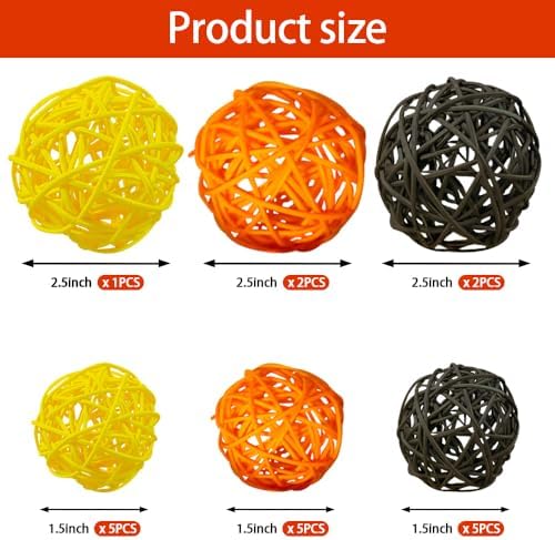 Qingbei Rina 20 PCS Fall Decorative Balls for Bowls, Orange Yellow Brown