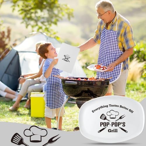 R HORSE Melamine Grill Platter Gift, BBQ White Oval Serving Tray Plate